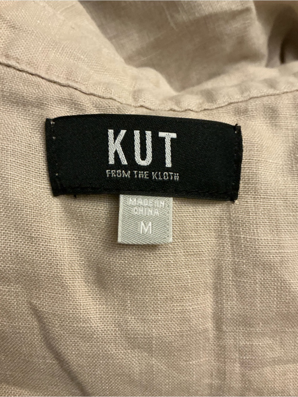 🔥 KUT From The Kloth Linen Blend Utility Button Front Shirt Beige M - Picture 5 of 5